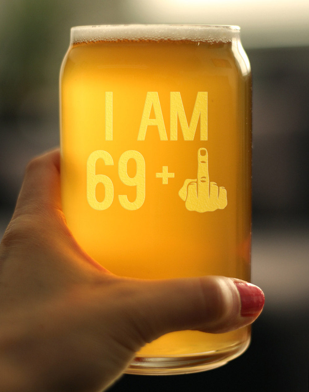 69 + 1 Middle Finger - 16 Ounce Beer Can Pint Glass