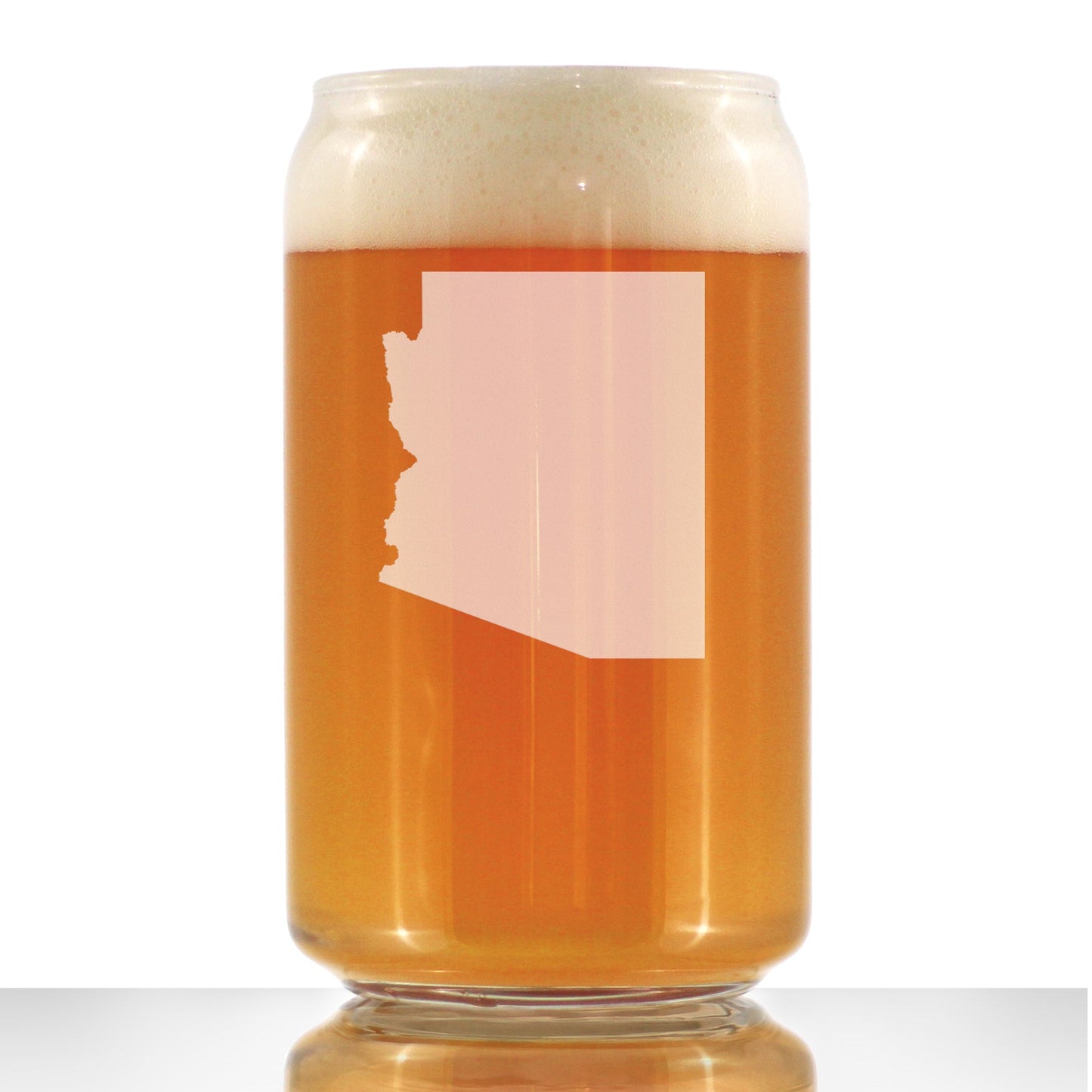 Arizona State Outline Beer Can Pint Glass - State Themed Drinking Decor and Gifts for Arizonan Women & Men - 16 Oz Glasses