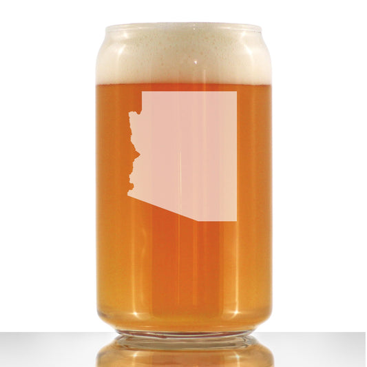 Arizona State Outline Beer Can Pint Glass - State Themed Drinking Decor and Gifts for Arizonan Women & Men - 16 Oz Glasses